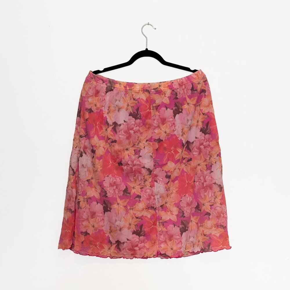 Vintage Pink Y2K Style Avenue Abstract Floral Skirt Size 14/16